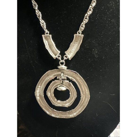 NAPIER VINTAGE BAMBOO Necklace Rare Silvertone Runway Piece - Picture 4 of 5
